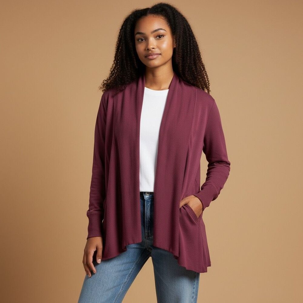 Athleta Burgundy Open Front Cardigan‎ | Size Small